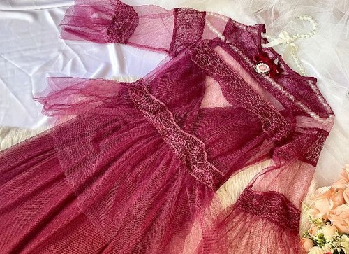 Abito tulle bordeaux - abito, in